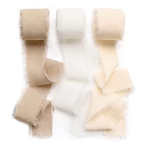 Zasvec Ruban en Mousseline de Soie 4 Rouleaux Ruban Cadeau de Mariage Ruban Décoratif Ruban à Franges Ruban Large 4cm x 5 yard pour Décorations de Mariage Artisanat Bricolage