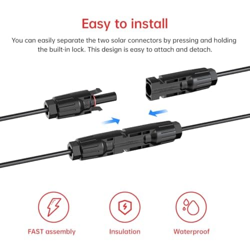 ELFCULB Câble solaire XT60 10 AWG 3 m 2, 30, 25, 35, 50, 75, 30, 30 m, XT60, connecteur de panneau solaire vers connecteur XT60 pour station d'alimentation portable (3 m)