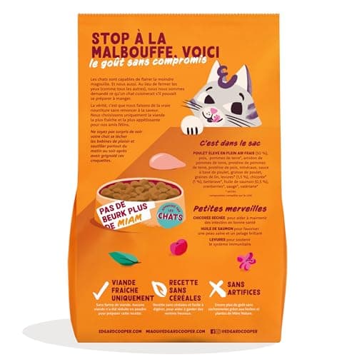 Edgard & Cooper Croquettes Chat Stérilisé, Adulte, (Poulet, 2kg), Viande fraîche et protéines de qualité, Vrais ingrédients pour chat, croquettes pour chat stérilisé et actif
