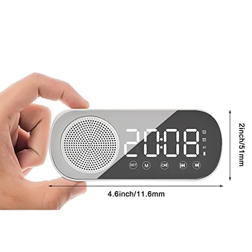 Beifenl Réveil numérique à LED avec radio FM et haut-parleur Bluetooth, 3 niveaux de luminosité et mode de gradation, horloge snooze pour décoration