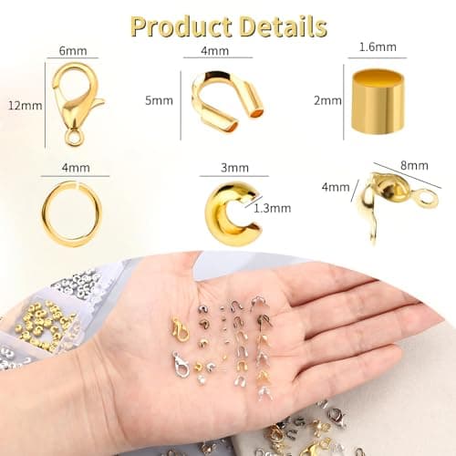 SUpoetry Perles pour Bracelet, Perles, Ensemble de Perles à Écraser 1200 Pièces, Fourni avec Outils pour La Confection de Bijoux, pour La Réparation de Colliers et La Fabrication de Bijoux
