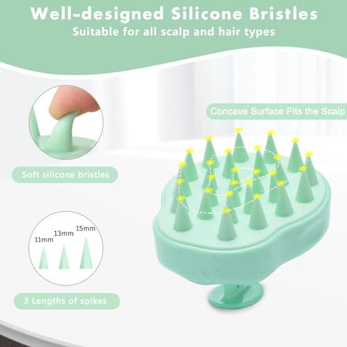Hience 2 Pièces Brosse Massage Cuir Chevelu, Brosse Shampoing Cheveux Silicone pour Stimule Croissance des Cheveux et Exfoliation Douce, Scalp Massager Brush avec Poils Silicone Souple