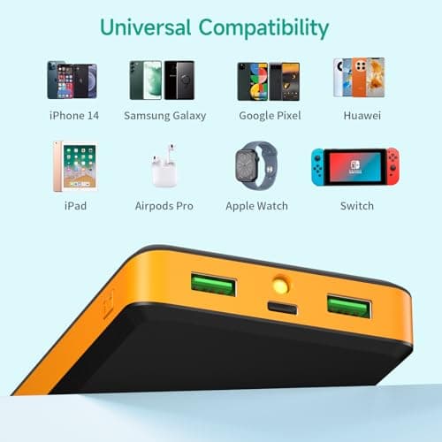 Batterie Externe Charge Rapide 42800mAh 25W Power Bank Portable USB C Output & Input Chargeur Batterie Externe Grande Capacité avec 3 Sorties et 3 Entrées pour Téléphones