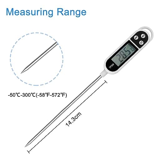 Nutabevr Thermometre Cuisine avec Écran LCD Thermomètre Numérique Digital avec Sonde Longue Haute Précision,Lecture instantané Thermomètre Cuisson,pour BBQ,Huile,Viande,Nouriture,Lait,Vin,Eau Chaude