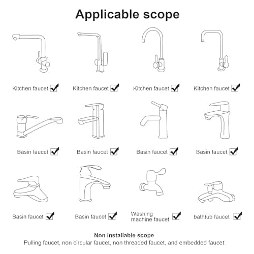HUAERSICO Universel Robinet Rotatif 360 degrés, rallonge de robinet de salle de bain, rallonge d'évier de cuisine, brise aérateur avec 6 adaptateurs pour M20 M22 M24