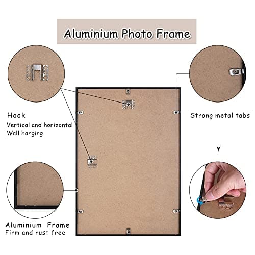 YEEPHAN Cadres pour photos A3,cadres pour certificats,cadres pour posters - Cadres pour photos en métal aluminium noir 29,7x42 cm avec façade en Plastic glass pour montage mural,lot de 3 noirs