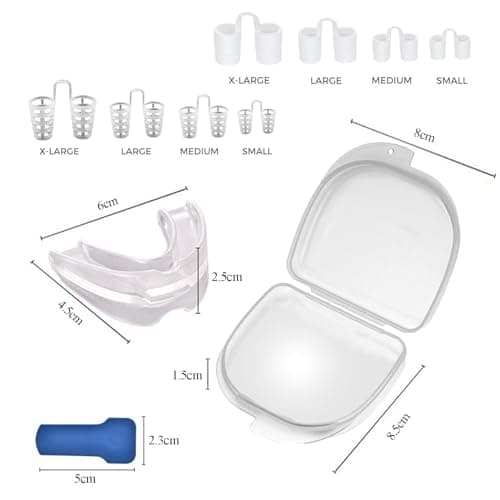 Appareil Dentaire Anti Ronflement,GouttièRe Dentaire+8dilatateur Nasal,Anti Ronflement Efficace,ProtèGe-Dents SûR,Inodore Et Doux,Sommeil Bruxisme,Agit Sur Les Causes D’Un Mauvais Sommeil