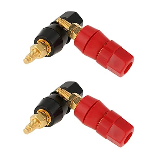 AILOOCEDI Lot de 4 Prises Banane, Borne de Liaison de Haut-Parleur Audio Noir et Rouge pour Connecteur Adaptateur Prise Banane avec Borne de Fiche Banane de 4 Mm, Installation Facile des