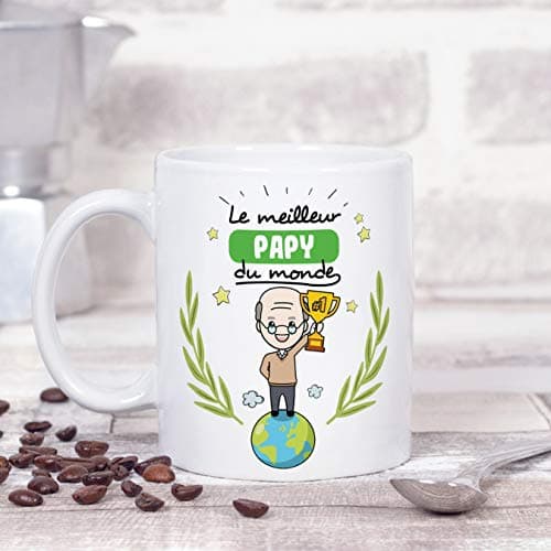Mugffins Papi Tasse/Mug - Le Grand-Père du Monde - Tasse Originale/Idee Fête des Pères/Cadeau Anniversaire/Future Papi. Céramique 350 ML