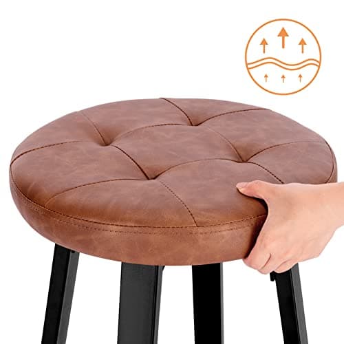 WOLTU Lot de 2 Tabouret de Bar avec Siège pivotant Ø 35,5cm, Tabouret à 4 Pieds en Métal, Tabouret Haut avec Repose-Pieds pour Salle à Manger, Cuisine, Cafétériat, Charge 120kg, Marron, BH330br-2