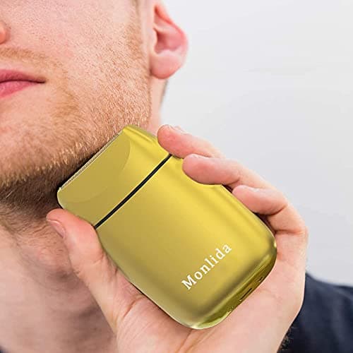 Monlida Rasoir Électriques Hommes, Tondeuse Barbe Homme Rasage Ultra Précis Sans Fil en Métal et Aluminium, Tondeuse de Précision USB Rechargeable (D'or)
