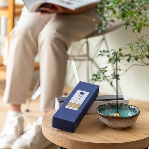 Asayu Japan Baton Encens Japonais sans Fumée au Parfum Bois de Santal, Idéal pour Le Yoga, la Détente et la Relaxation, Boite Senteur Individuel Fabriquée au Japon