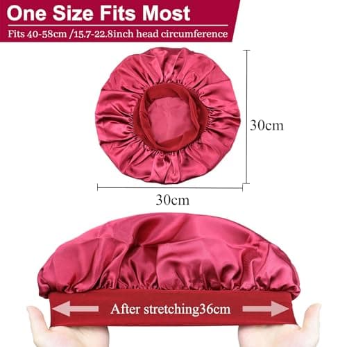 Kavya Bonnet Satin Cheveux Nuit, 3 Pcs Bonnet Soie Cheveux Nuit 4 Pcs Élastiques Caoutchouc, Charlotte Cheveux Nuit Convient Aux Soins Capillaires