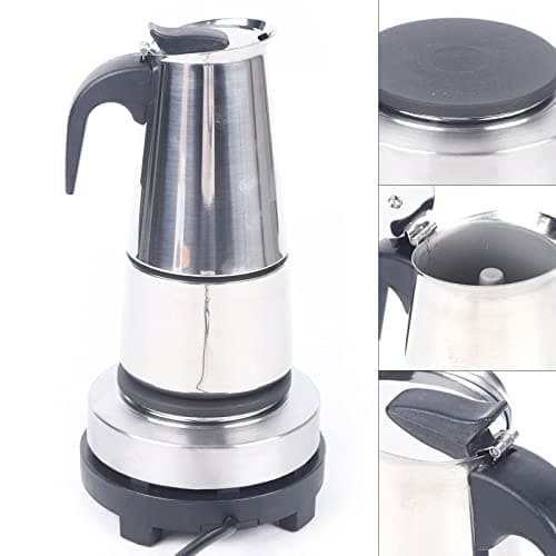 Fichiouy 300 ml Portable Espresso Cafetière Moka Pot En Acier Inoxydable avec Cuisinière Électrique Filtre Percolateur Café Brasseur Bouilloire Pot