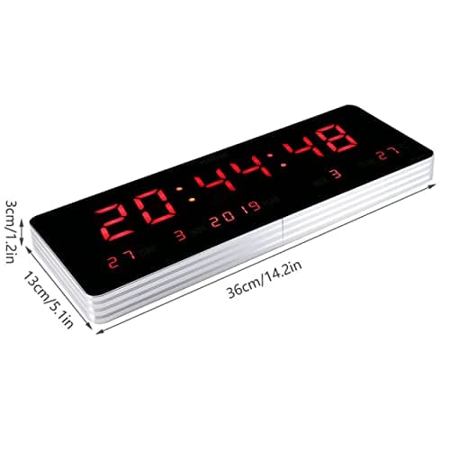 Horloge LED Réglage Automatique de l'heure Horloge numérique LED avec Affichage de la température du Calendrier Prise UE 110-240V(Calendrier de la Semaine de température)