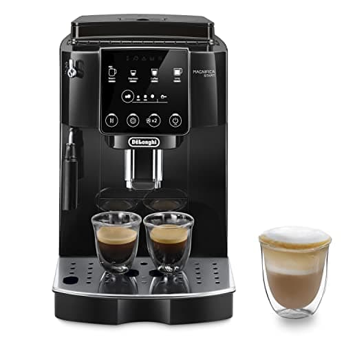 De'Longhi Magnifica Start ECAM222.20B, Machine à Café Automatique avec Buse à Lait, Machine à Espresso à Grains avec 4 Recettes Personnalisées, Panneau de Commande Soft-Touch, 1450W, Noir
