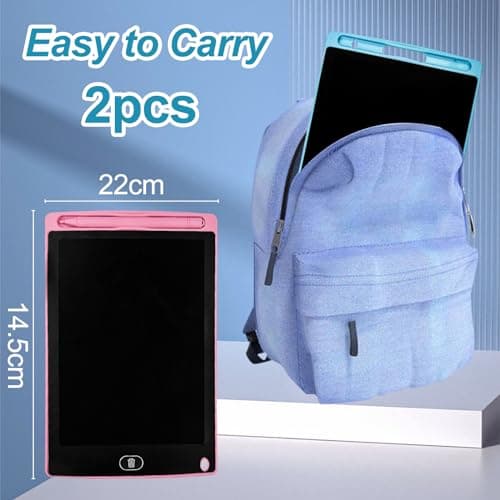 Fousenuk 2 Pièces 8,5 Pouces Tablette Dessin Enfant, Tablette Dessin LCD Magique avec Fonction de Verrouillage, Tablette d'écriture LCD Colorée Effaçable Et réutilisables pour filles Garçons Rose Bleu