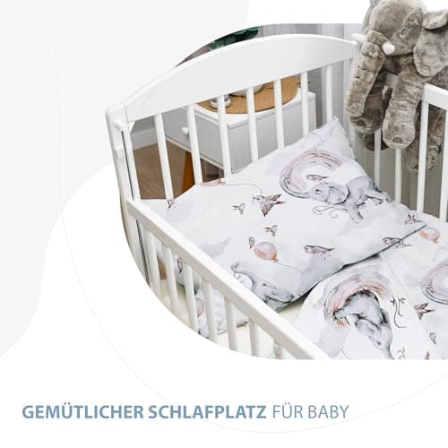 Totsy Baby Housse de Couette Enfant 100 x 135 cm - parures de lit Enfants taie Oreiller 60 x 40 cm en Coton éléphant