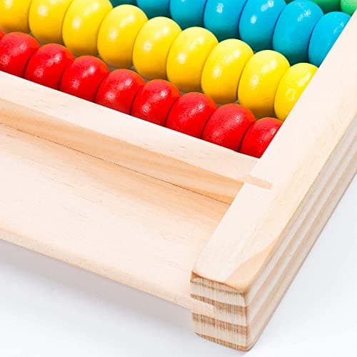 VingaHouse Boulier Règle Calcul Montessori Abacus Mathématique, Cadre de comptage avec 100 Perles/bâtons de comptage/Anglaise Cartes Alphabet numérotées Jouet éducatif pour Les à partir de 3 Ans