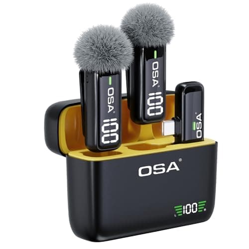 OSA Micro Cravate pour téléphone avec étui de Chargement et émetteur Affichage numérique – Lot de 2, pour téléphone de Type C, Enregistrement, Enregistrement vidéo Professionnel(USB C)