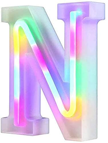 Enseignes Lumineuses Veilleuse au Néon, Light Up LED Letters Lights Light Up Marquee Lettres Lumières Lettres Enseignes au Néon Batterie USB (N)