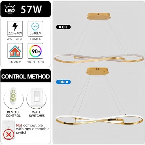 MQW Suspension LED table à manger lampe suspendue à intensité variable avec télécommande lampe à suspension design linéaire lampe lustre réglable en hauteur secrétaire lampe de cuisine (L100cm/57W)or