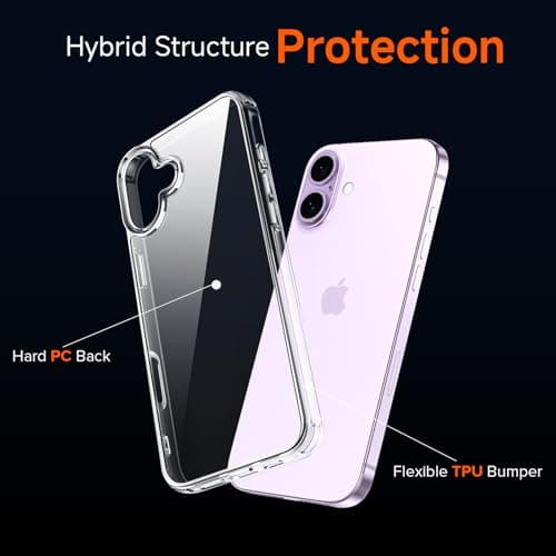 ivoler Clair Coque pour iPhone 17, avec 2 Pièces Verre Trempé, Anti-Jaunissement Protection Militaire Étui de Mince Bumper Housse - Transparente