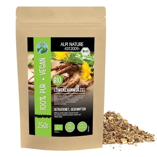 Pissenlit bio racine séchée et coupée (250g), Pissenlit racine de culture biologique contrôlée, Thé de pissenlit bio, Thé de racine de pissenlit 100% naturel, Vegan