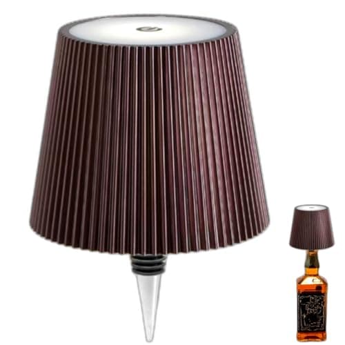 Générique Lampe à bouteille sans fil, kit de lampe à bouteille de vin pour bouteilles de liqueur, abat-jour de lampe de table à piles, 3 couleurs, dimmable, pour restaurant, bar, maison (Marron)