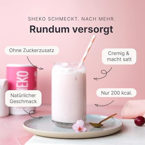 SHEKO - Shake de repas à boire - Substitut de repas - Haute teneur en protéines - Goût naturel - Shake minceur (360 g – 1 paquet, Cerise)