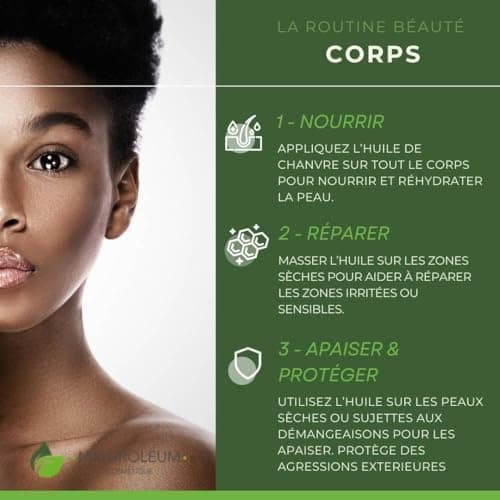 HUILE DE CHANVRE 100% BIO NATUROLEUM, pressée à froid, Pure et Naturelle - Extra Vierge - Soin nourrissant pour Cheveux et Peau (100 ml)