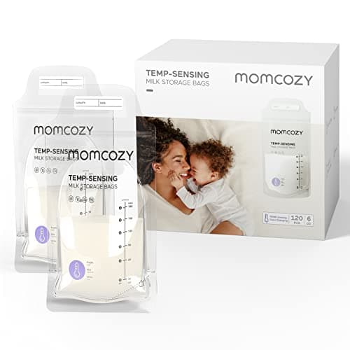 Momcozy Lot de 120 Sacs de Conservation du Lait Maternel, Sacs de Conservation du Lait Maternel, Préstérilisés, Double étanchéité, pour Congélation 180mL