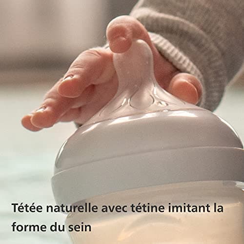 Philips Avent Lot de 2 biberons en verre à Réponse Naturelle – biberon de 240 ml, sans BPA pour les bébés de 1 mois et + (modèle SCY933/02)