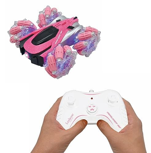 Lexibook Crosslander, Voiture radiocommandée lumineuse tout terrain, télécommande, rechargeable, jeu d'action électronique, Rose/Noir, RC21G