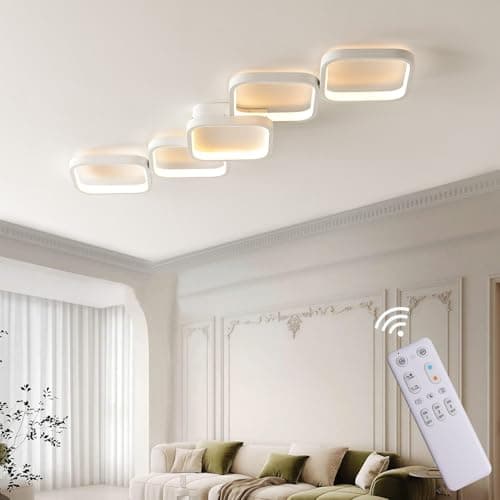 Plafonnier LED Dimmable avec Télécommande - Lampe de Plafond Rectangulaire 92 cm, 45W, Blanc 3000K-6000K - Luminosité Réglable, Luminaire Plafonnier Applicable à Salon, Chambre, Cuisine, Salon, Balcon