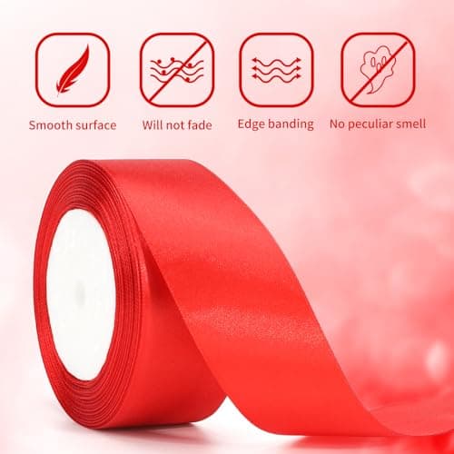 G2PLUS Ruban Satin Rouge 22 M Ruban Satin 40mm Ruban Cadeau Rubans Couture Pour la Décoration Saint-Valentin de la Maison de Mariage et L'emballage de Cadeaux