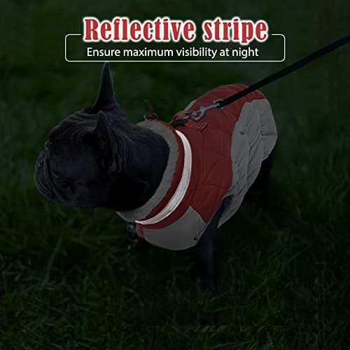 Hjumarayan Manteau Chien - Manteau Chien avec Harnais Réfléchissant Manteaux d'hiver pour Chiens Manteau Chien Imperméable, Manteau Chien Petite Taille Manteau Bouledogue Francais - Rouge M