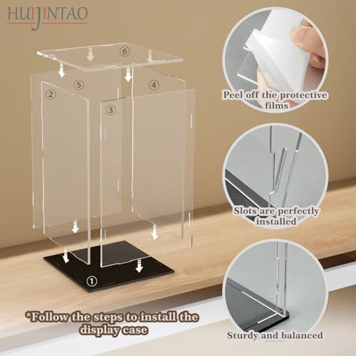 Huijintao Vitrine Acrylique, Vitrine Exposition Transparent, Vitrine Figurine, Vitrine pour Collection, vitrine Voiture Miniature pour Figurines, Jouets, Objets de Collection, Noir (15x15x25 cm)