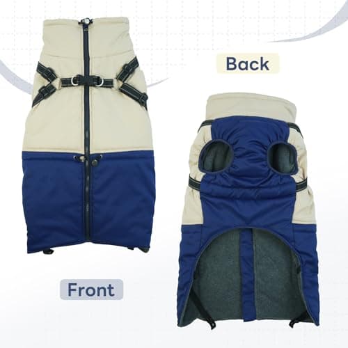 Hjumarayan Manteau Chien - Manteaux d'hiver pour Chiens Manteau Imperméable Chien Veste Chien, Manteau Chien avec Harnais Manteau Chien Petite Taille Manteau Yorkshire Jack Russel, Bleu Marine M