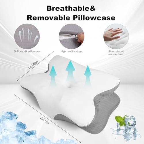 Enighs Oreiller orthopédique en Mousse à mémoire de Forme à Rebond Lent pour Dormir sur Le côté, Le Dos, Les douleurs cervicales