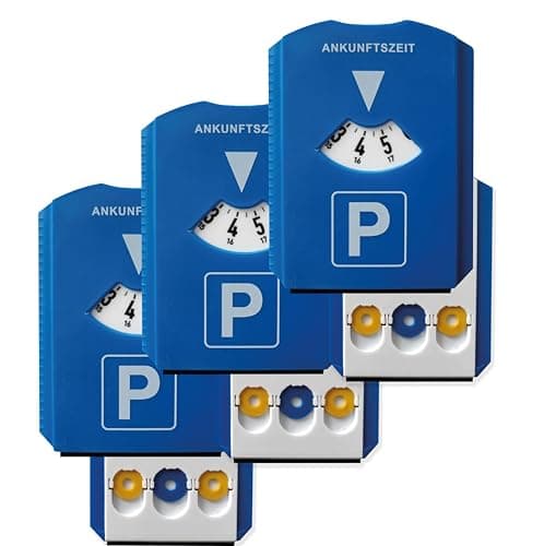 Prolac Lot de 3 disques de stationnement pour voiture, avec 3 jetons de chariot et grattoir à glace intégrés - En plastique résistant - Grattoir à glace pour voiture