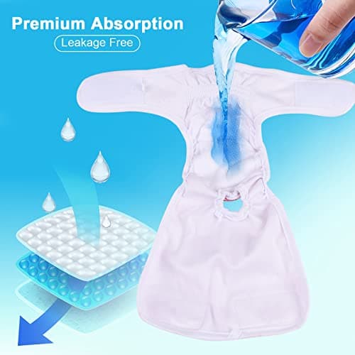 Czemo Lot de 3 Couche pour Chien Lavable, Couches Réutilisable Chien Incontinent Culotte pour Chien Femelle en Chaleur, Convient Aux Petits, Moyens et Grands Chiens (XL)