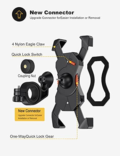 Grefay Support Téléphone Vélo Moto Porte Telephone Velo Universel Support Telephone Trotinette Electrique, Scooter, VTT avec 360° Rotation pour 3,5 à 6,5 Pouces GPS pour Smartphones Autres Appareils