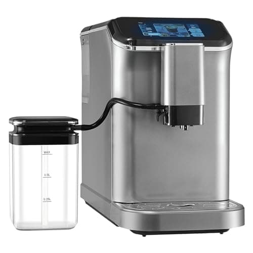 VEVOR Machine à Expresso Automatique, Cafetière Expresso avec Mousseur à Lait Automatique, Machine à Cappuccino Latte 20 Bars, avec Écran Tactile TFT, Broyeur, 15 Niveaux de Mouture, Bureau Domicile