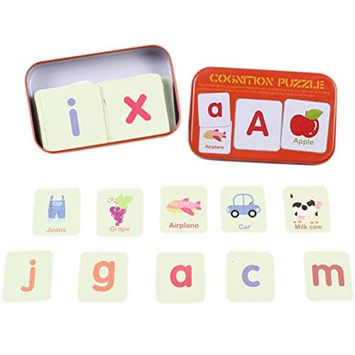 NATHA Cartes Flash Cartes d'apprentissage de Puzzle Alphabet, Matching Puzzle Apprentissage precoce d'apprentissage cognitif Boite de Rangement mentale Alphabet