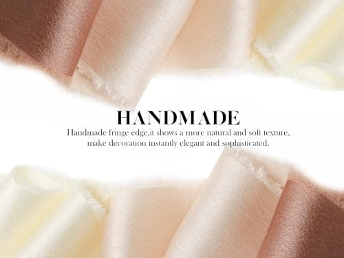 Ligtmor Ruban satin Mousseline de soie 13.5m x 3.8cm Cadeau Mariage Tissu Ruban pour emballage cadeau DIY Décoration -champagne & nude