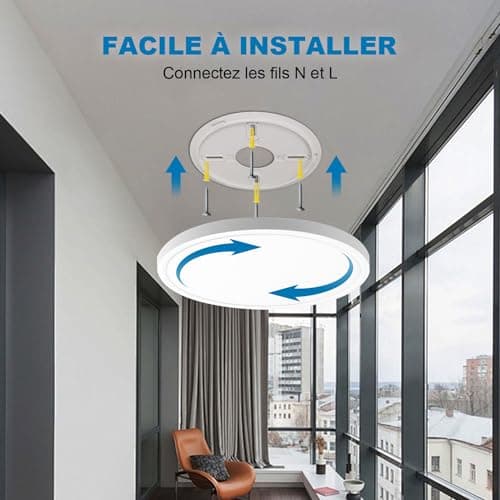 EXTRASTAR 24W 3000K-6500K Plafonnier LED Dimmable, 2200LM Luminaire Plafonnier avec Télécommande, Ø29cm Rond Lampe Plafond, Plafonnier Applicable Salon, Balcon, Chambre, Cuisine