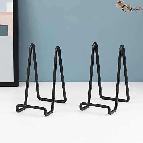 Chevalet Support Presentoir Porte Assiette - 6 Pouces Metal Support Assiette Decorative - Support Cadre Photo de Table - Présentoir de Fer pour Plaque | Livre Cuisine | Carte Postale | Art - Noir