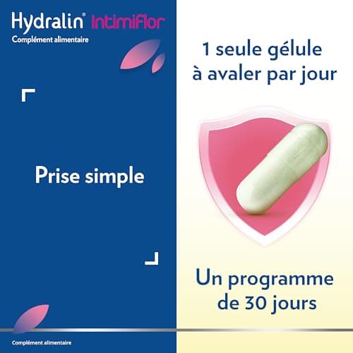 Hydralin IntimiFlor - Complément alimentaire - Un programme de 30 jours pour le confort intime féminin - 30 comprimés - Fabriqué en France