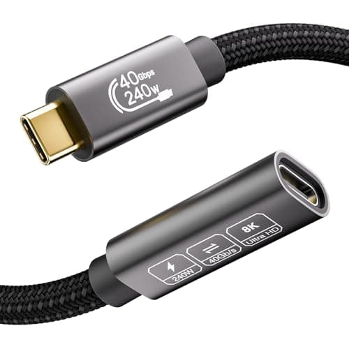 EUDOBEL Rallonge USB C 2m,40Gbps Cable Rallonge USB C,Mâle à Femelle USB 4 8K@60Hz,PD 3.1 240W 5A Cable Extension USB C Nylon Tressé Compatible avec Thunderbolt 4/3,MacBook,iPhone 15Pro,MacBook